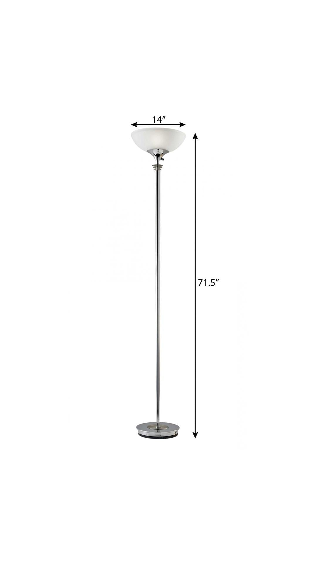 Modern Chrome Thick Pole Torchiere Floor Lamp