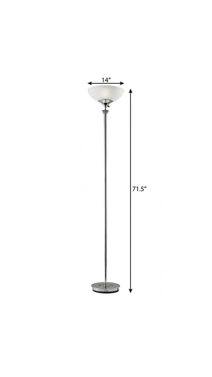 Modern Chrome Thick Pole Torchiere Floor Lamp
