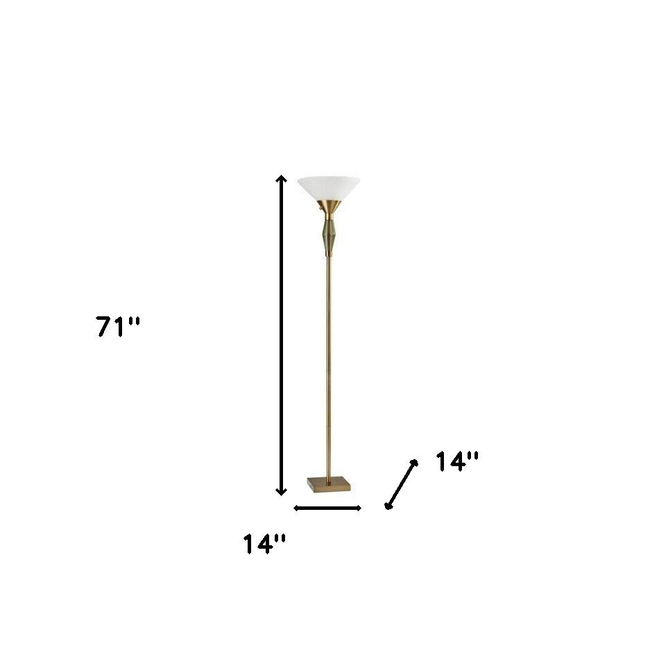 Brass Light Changing Torchiere Floor Lamp w/ Shade
