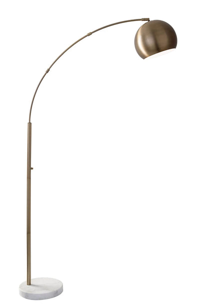 Brass Arc Floor Lamp w/ Brass Solid Color Bowl Shade