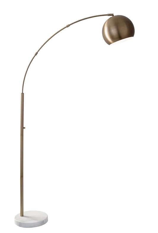Brass Arc Floor Lamp w/ Brass Solid Color Bowl Shade