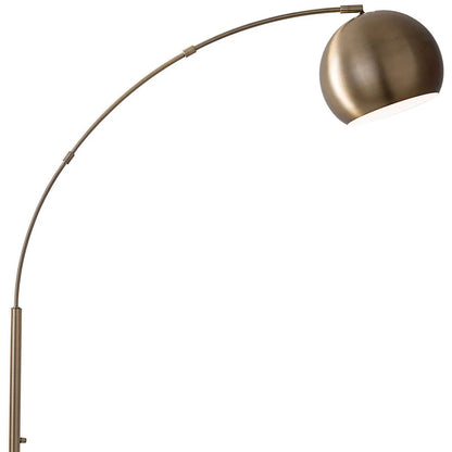 Brass Arc Floor Lamp w/ Brass Solid Color Bowl Shade