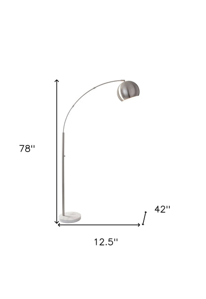 Steel Arc Floor Lamp w/ Silver Solid Color Bowl Shade