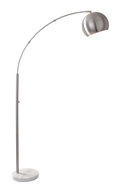 Steel Arc Floor Lamp w/ Silver Solid Color Bowl Shade