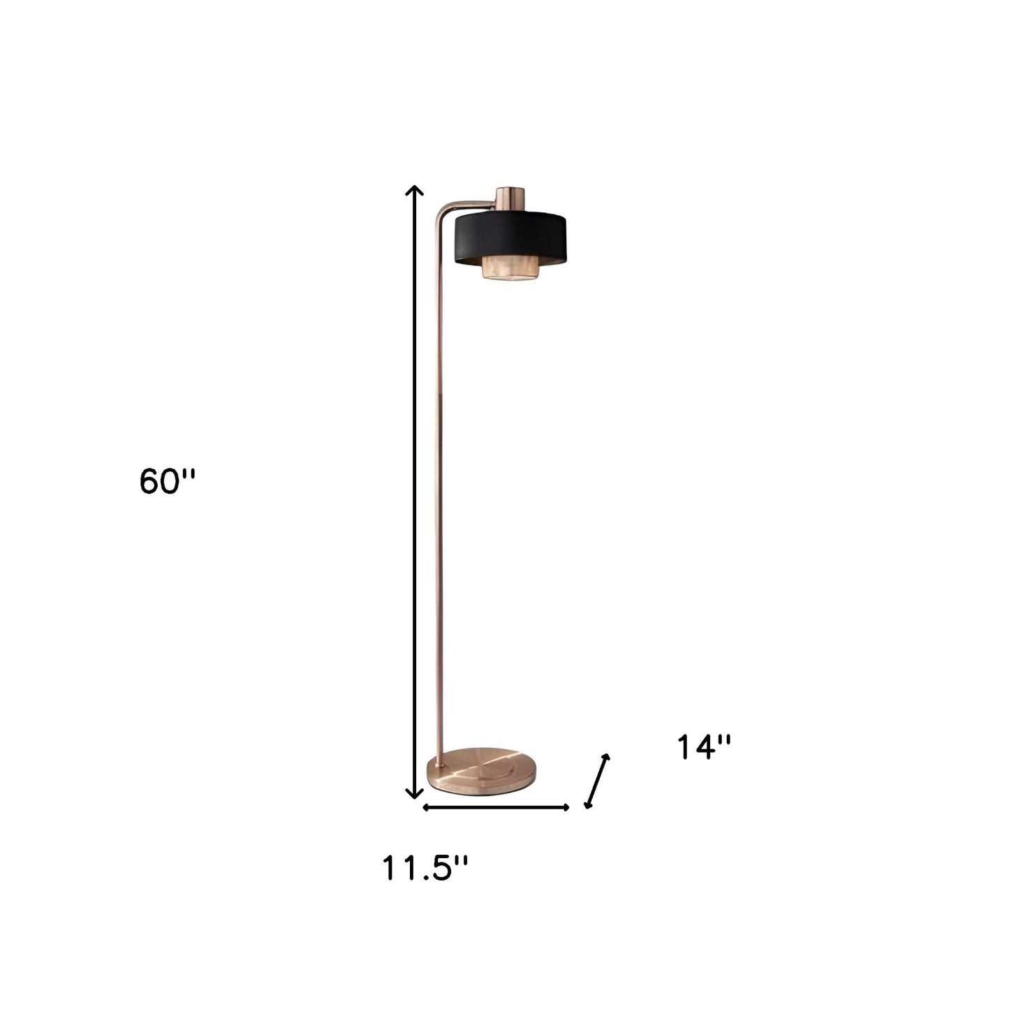 Copper Task Floor Lamp w/ Black Shade