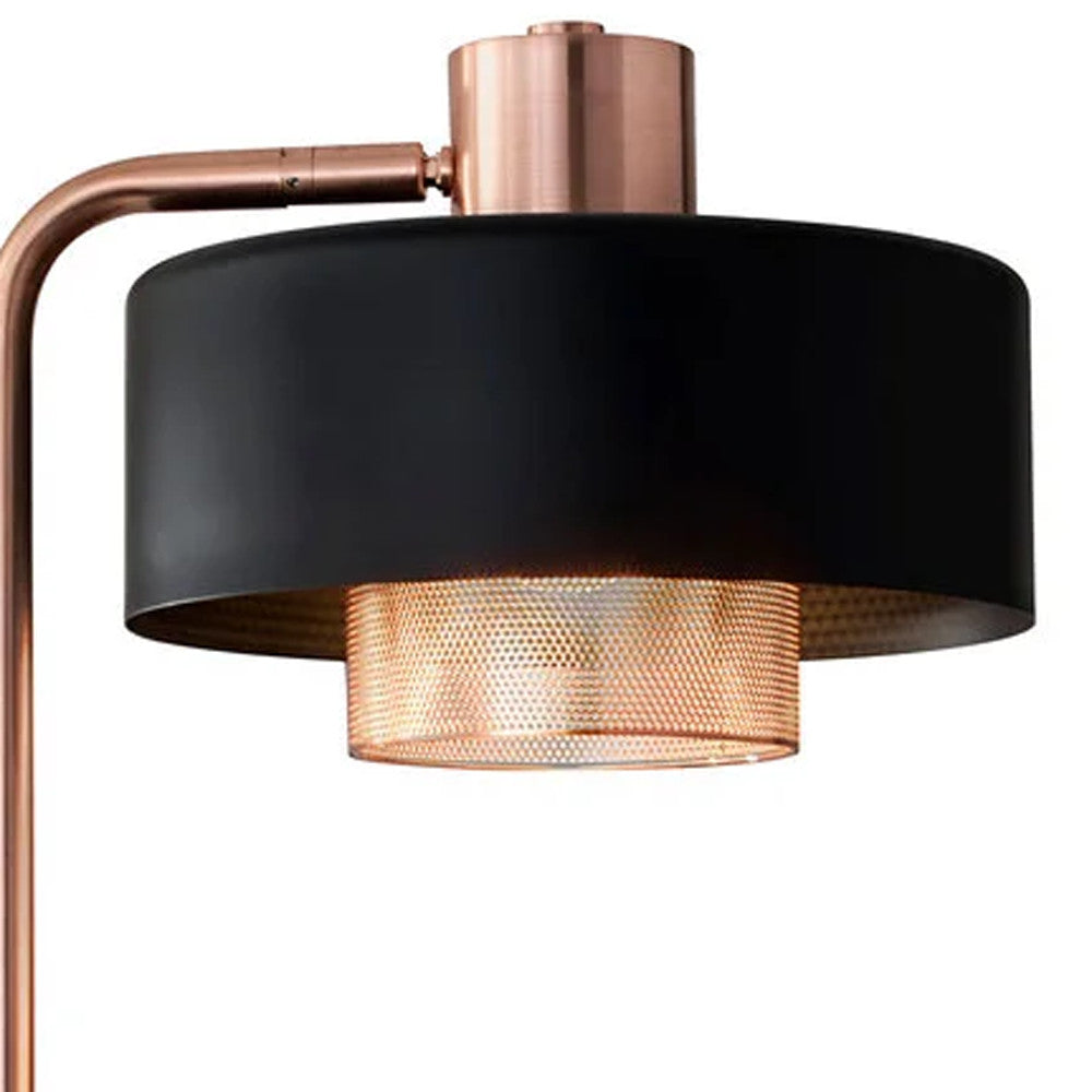 Copper Task Floor Lamp w/ Black Shade