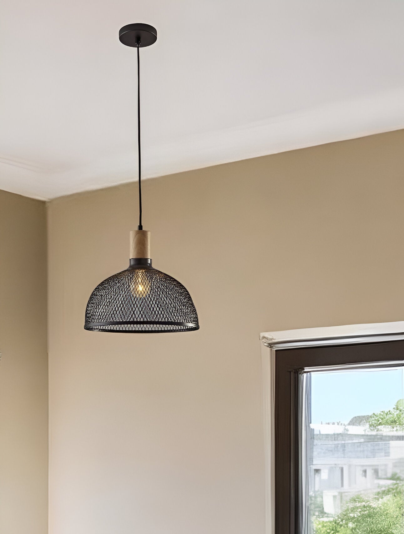 Caged Black Large Ceiling Pendant