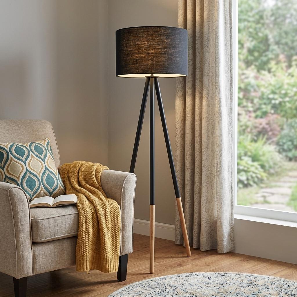 Black Tripod Floor Lamp w/ Shade