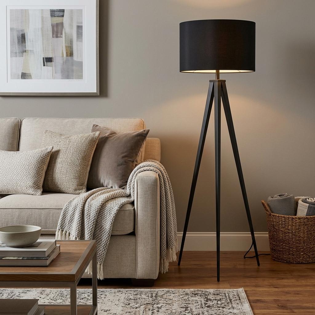Black Tripod Floor Lamp w/ Shade