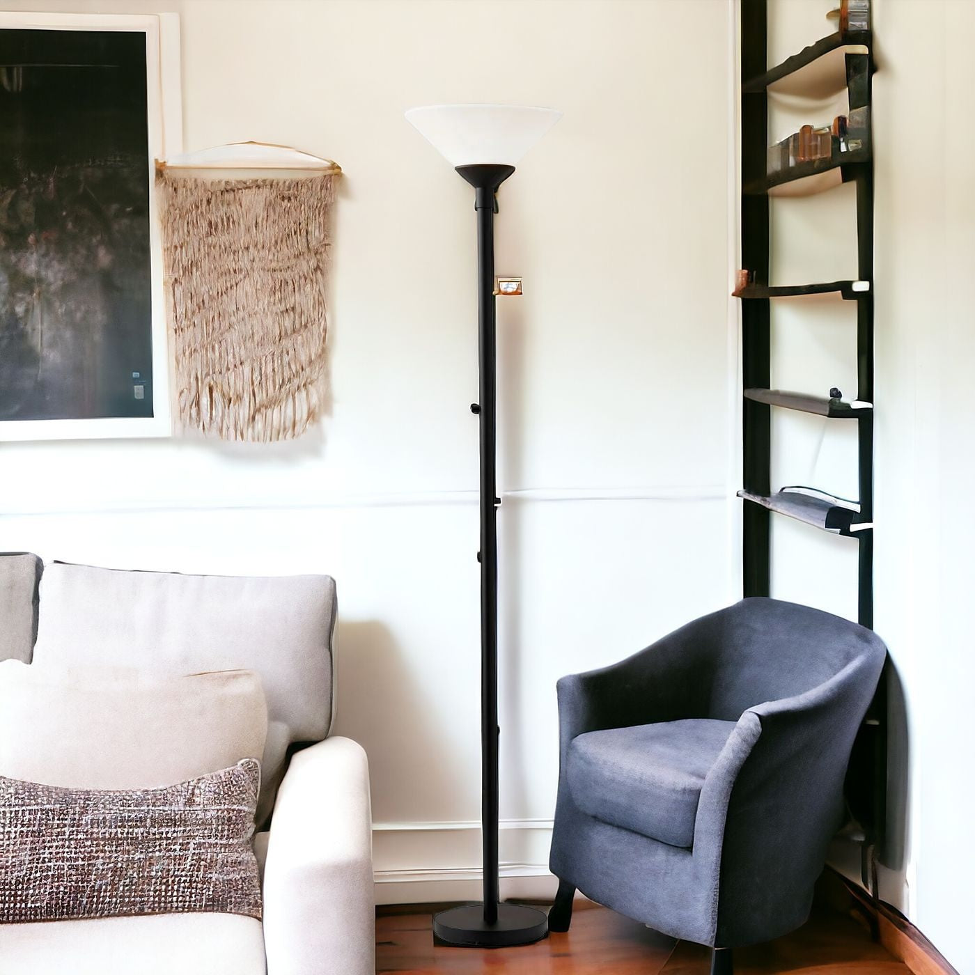 Black Torchiere Floor Lamp w/ Shade