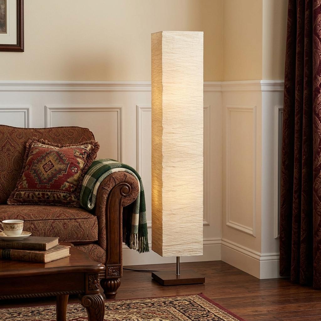 Two Light Column Floor Lamp w/ Shade