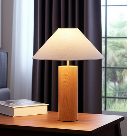 Natural Solid Wood Table Lamp w/ Shade