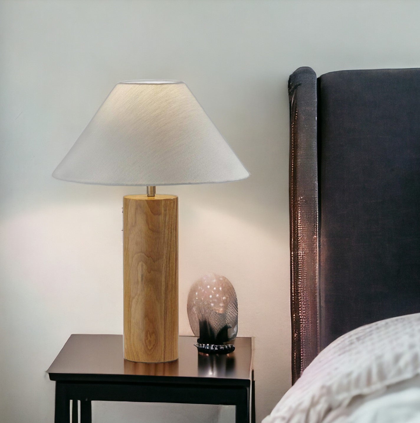 Natural Solid Wood Table Lamp w/ Shade