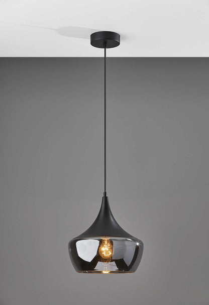 Gnome Smoked Glass Black Pendant Light