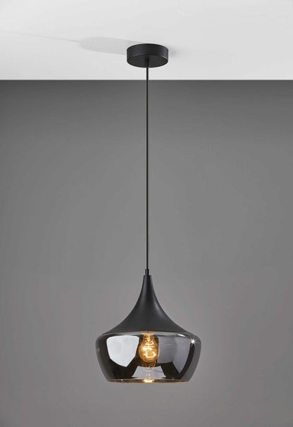 Gnome Smoked Glass Black Pendant Light