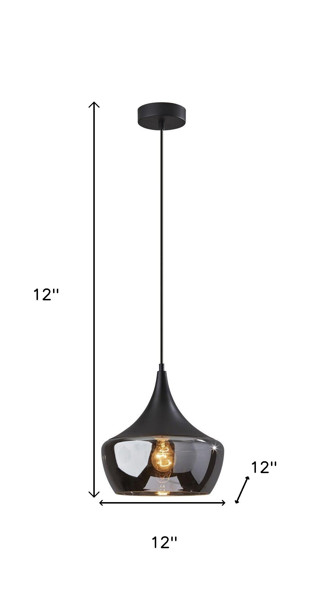 Gnome Smoked Glass Black Pendant Light