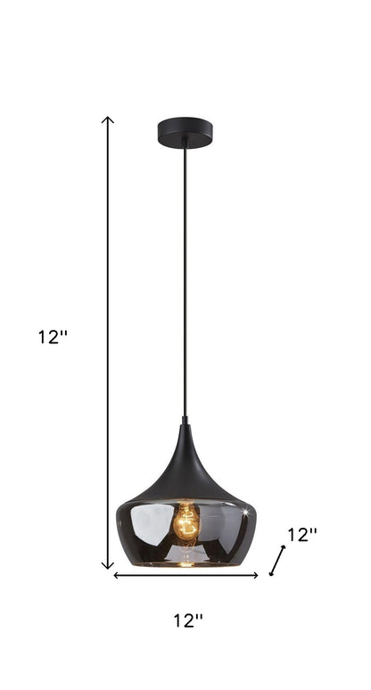 Gnome Smoked Glass Black Pendant Light