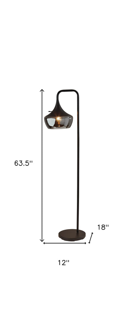 Black Task Floor Lamp w/ Black Bowl Shade