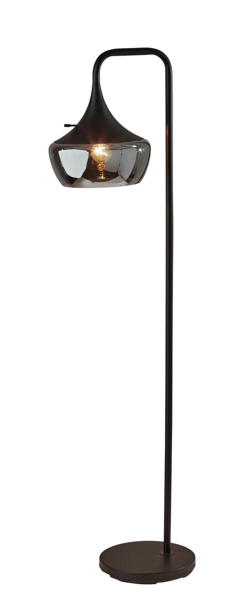 Black Task Floor Lamp w/ Black Bowl Shade