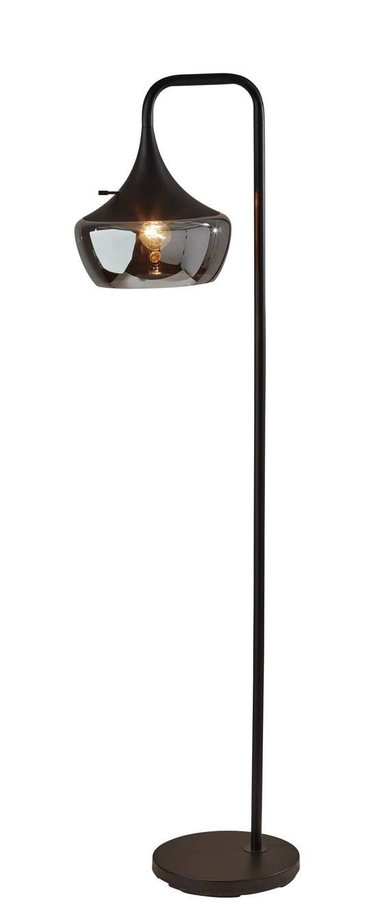 Black Task Floor Lamp w/ Black Bowl Shade
