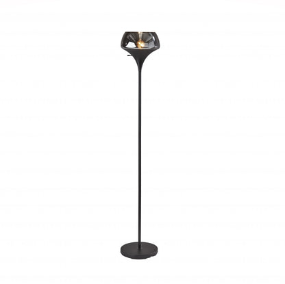 Chalice Mixed Material Torchiere w/ Black Smoked Glass
