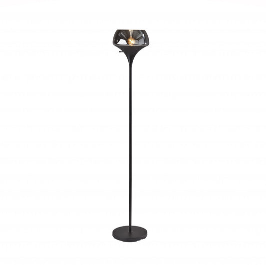 Chalice Mixed Material Torchiere w/ Black Smoked Glass