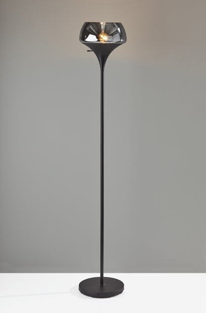 Chalice Mixed Material Torchiere w/ Black Smoked Glass