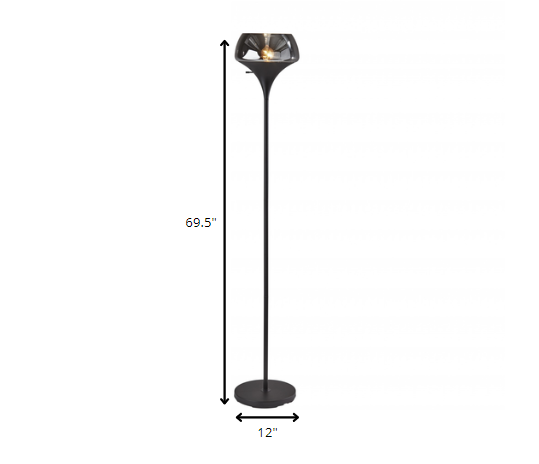Chalice Mixed Material Torchiere w/ Black Smoked Glass
