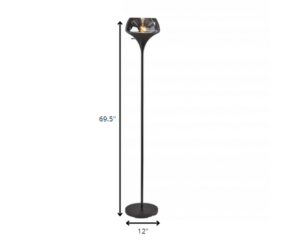 Chalice Mixed Material Torchiere w/ Black Smoked Glass