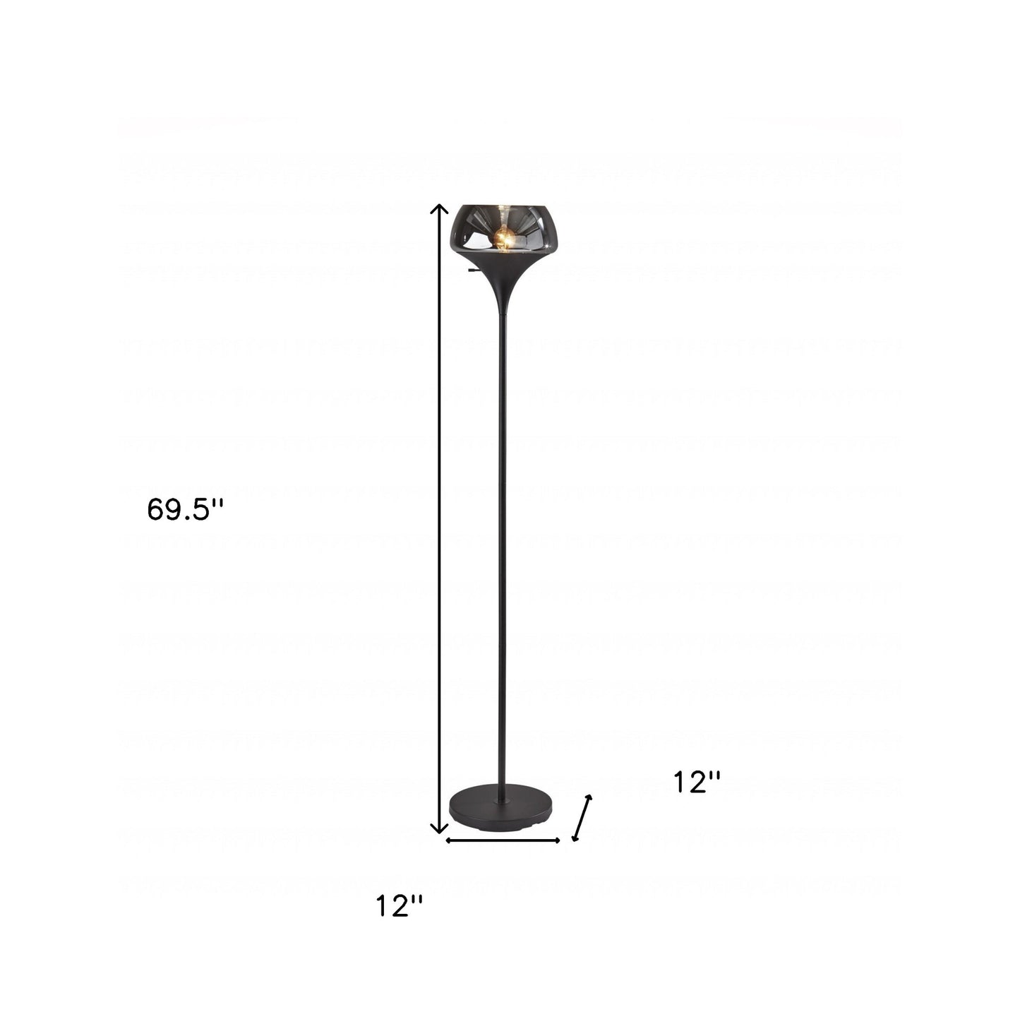 Chalice Mixed Material Torchiere w/ Black Smoked Glass