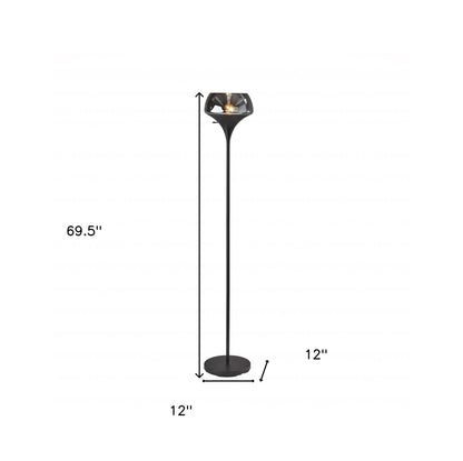 Chalice Mixed Material Torchiere w/ Black Smoked Glass