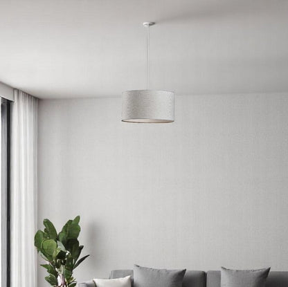 White Sleek Drum Pendant Light