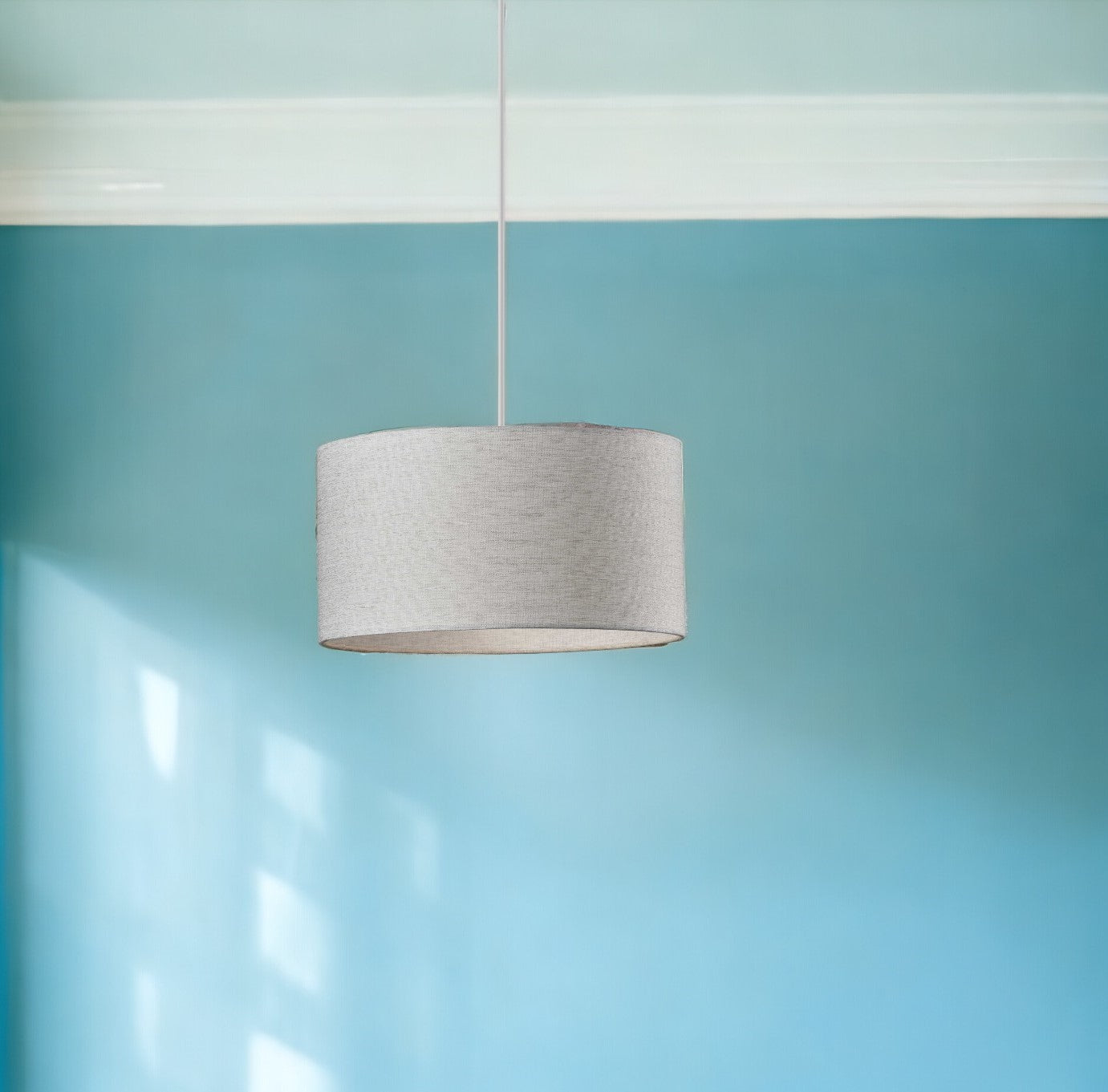 White Sleek Drum Pendant Light