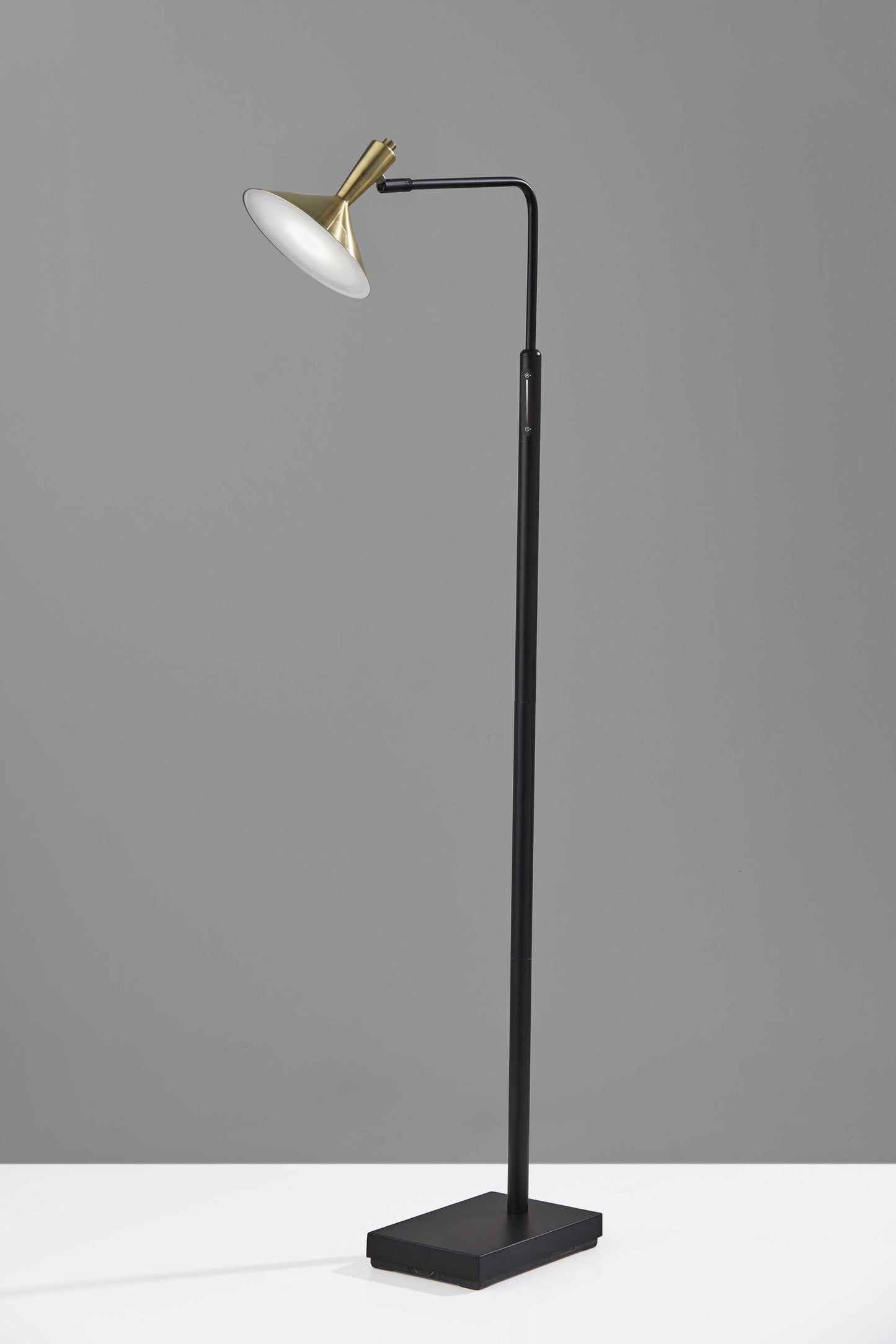 Adjustable Brass Spotlight Floor Lamp In Black Metal