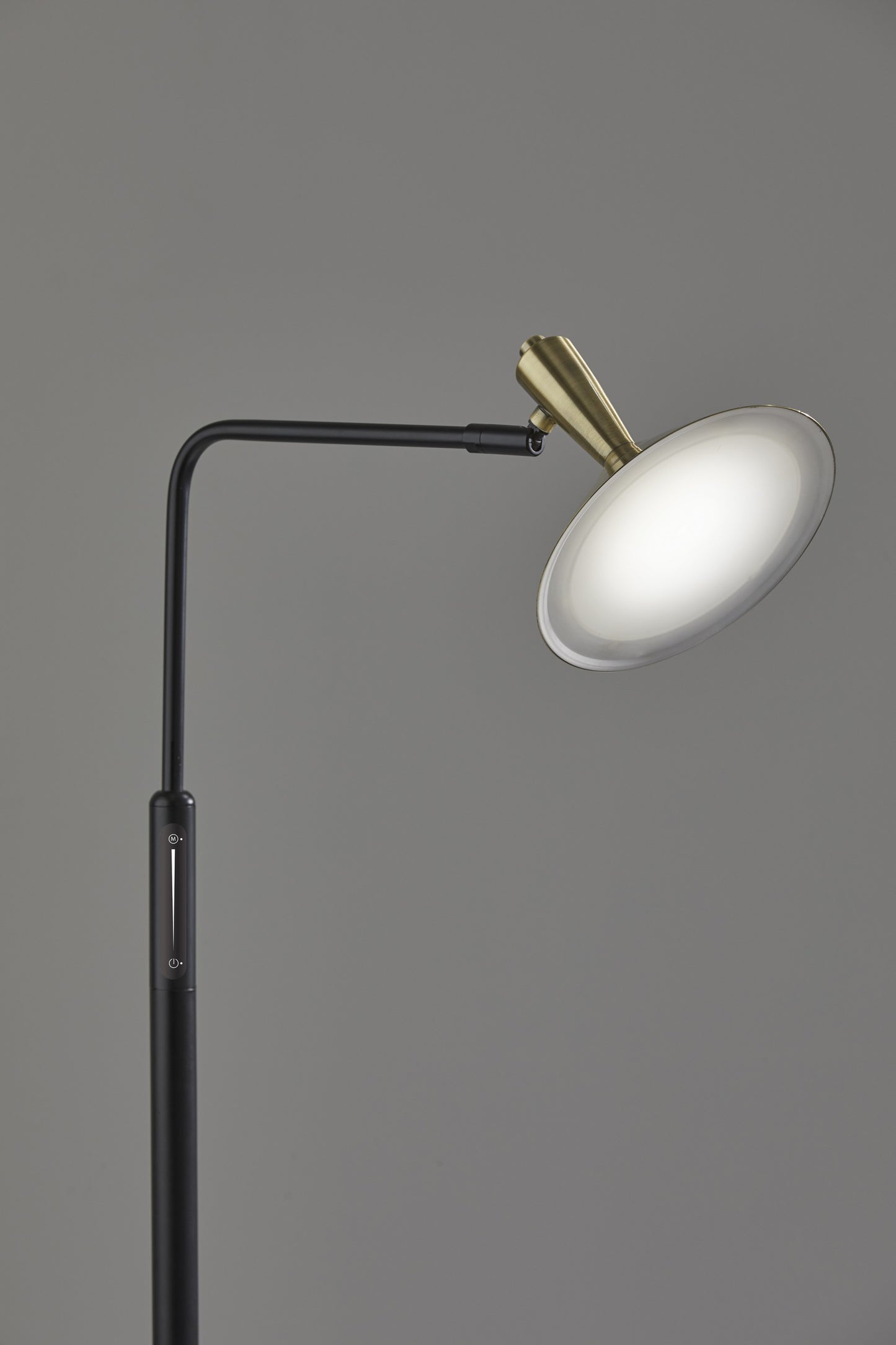 Adjustable Brass Spotlight Floor Lamp In Black Metal