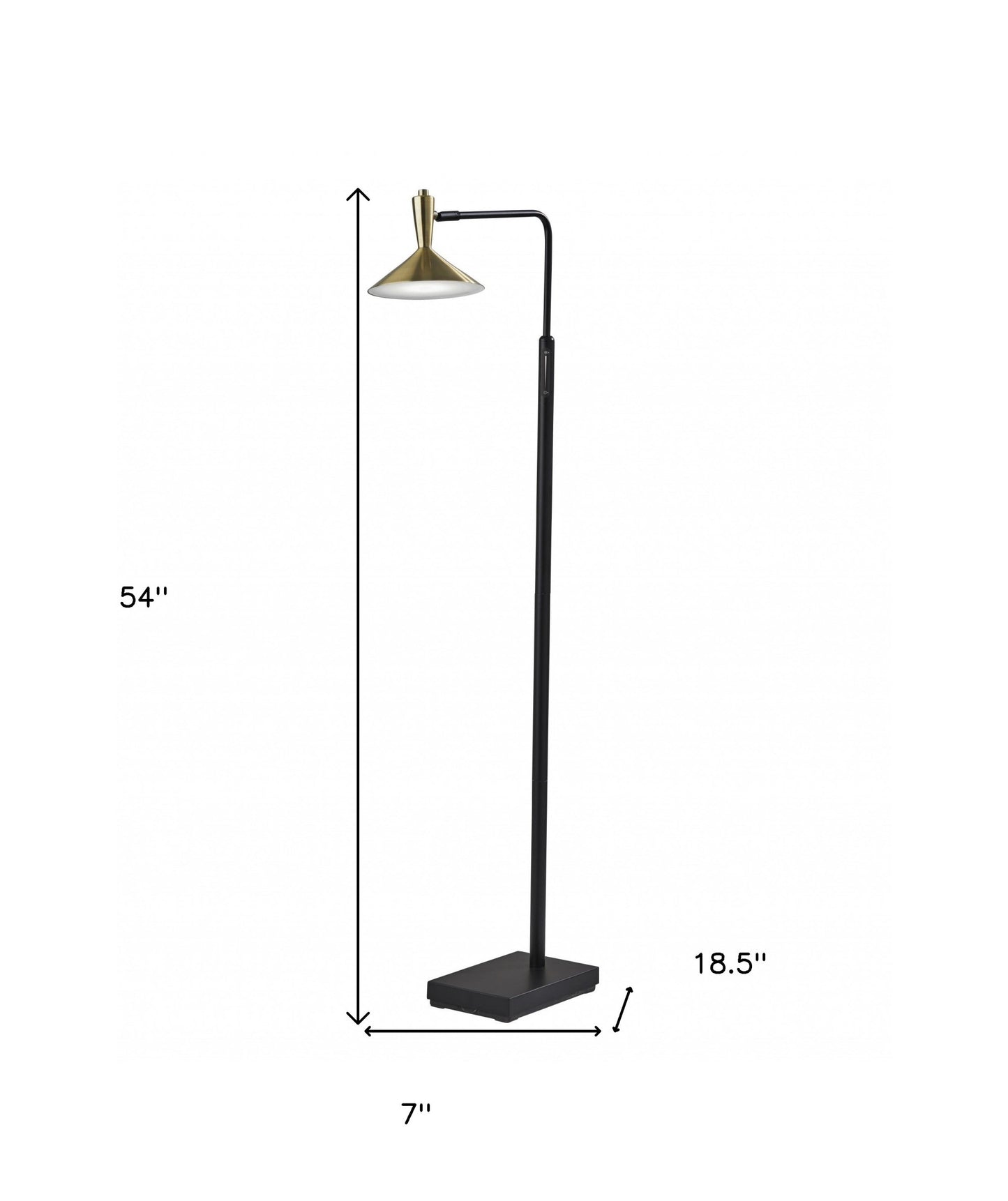 Adjustable Brass Spotlight Floor Lamp In Black Metal
