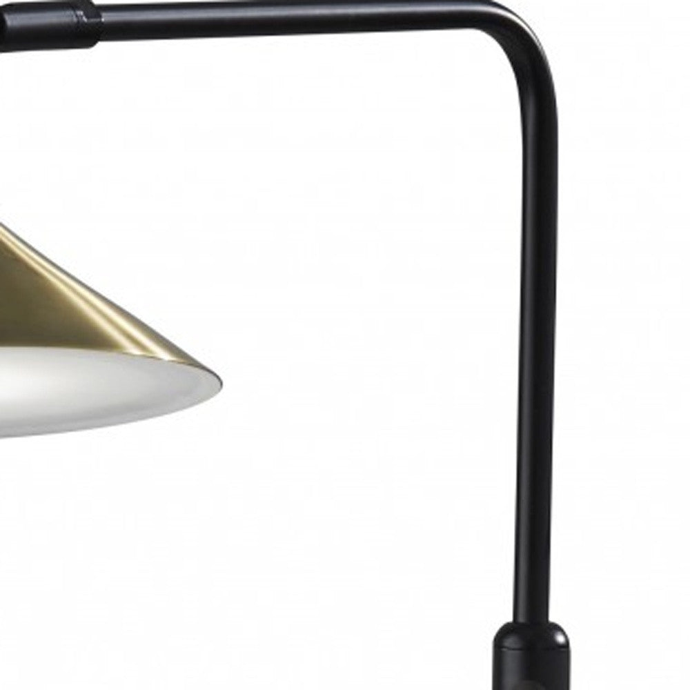 Adjustable Brass Spotlight Floor Lamp In Black Metal