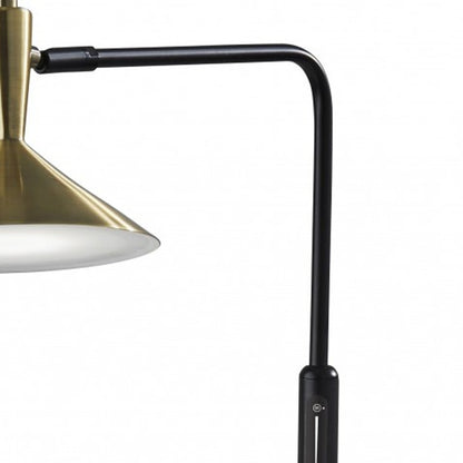 Adjustable Brass Spotlight Floor Lamp In Black Metal
