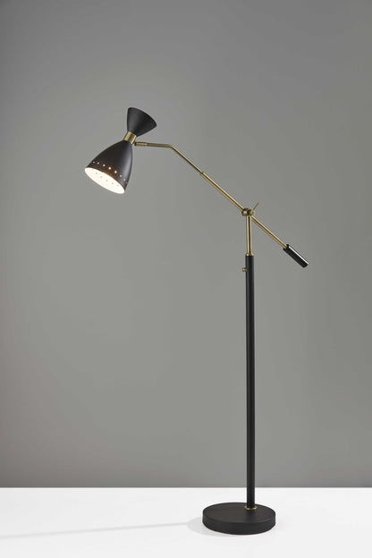 Black Adjustable Task Floor Lamp w/ Black Shade