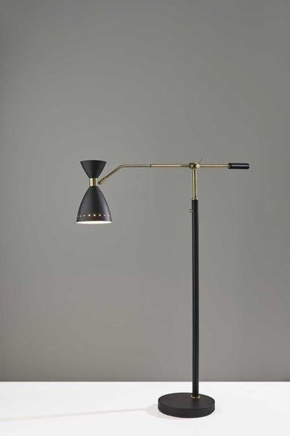 Black Adjustable Task Floor Lamp w/ Black Shade