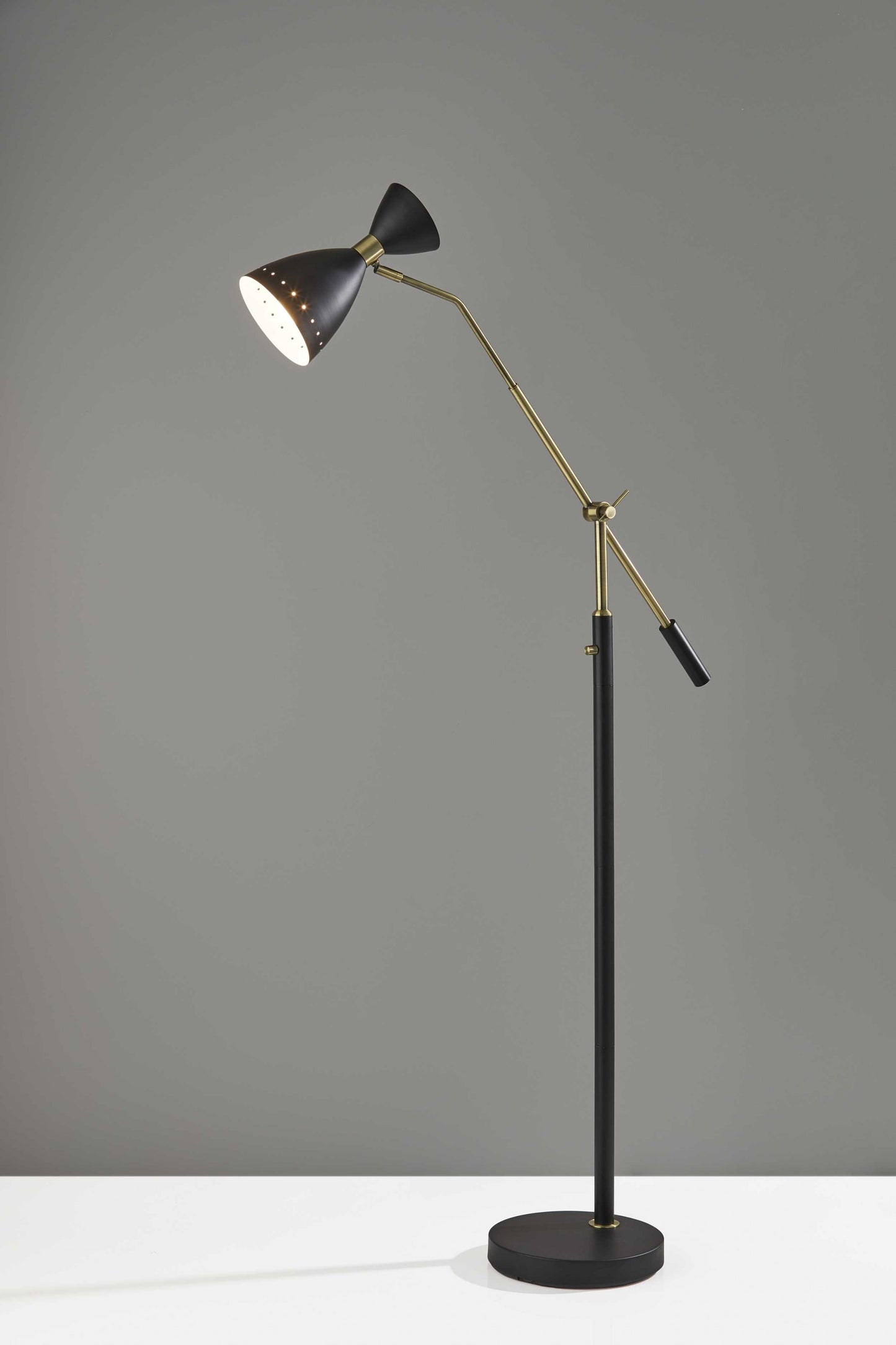 Black Adjustable Task Floor Lamp w/ Black Shade