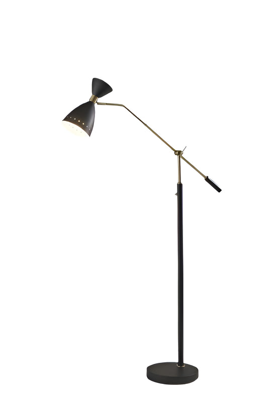 Black Adjustable Task Floor Lamp w/ Black Shade