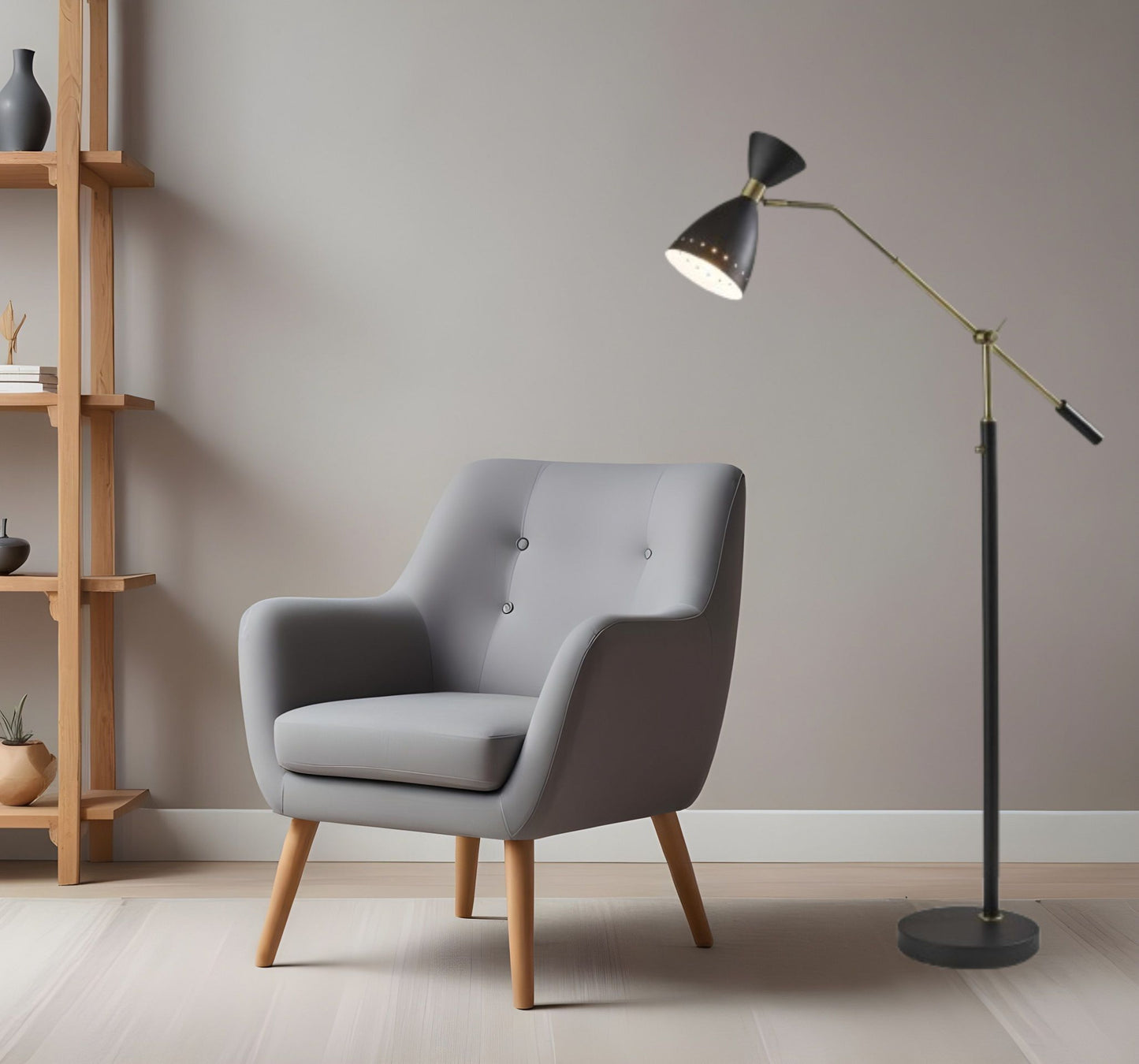Black Adjustable Task Floor Lamp w/ Black Shade