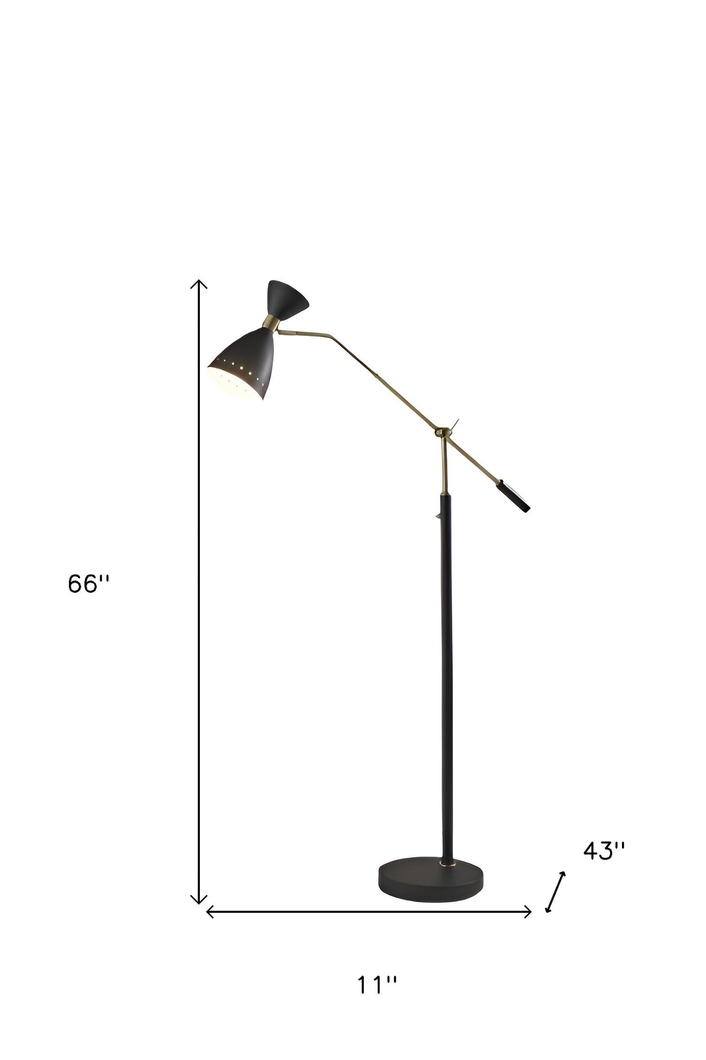 Black Adjustable Task Floor Lamp w/ Black Shade