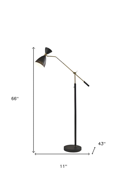 Black Adjustable Task Floor Lamp w/ Black Shade