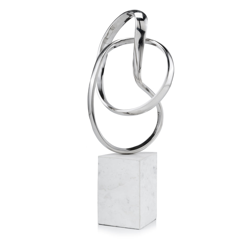 Silver & White Marble & Aluminum Sculpture