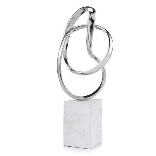 Silver & White Marble & Aluminum Sculpture