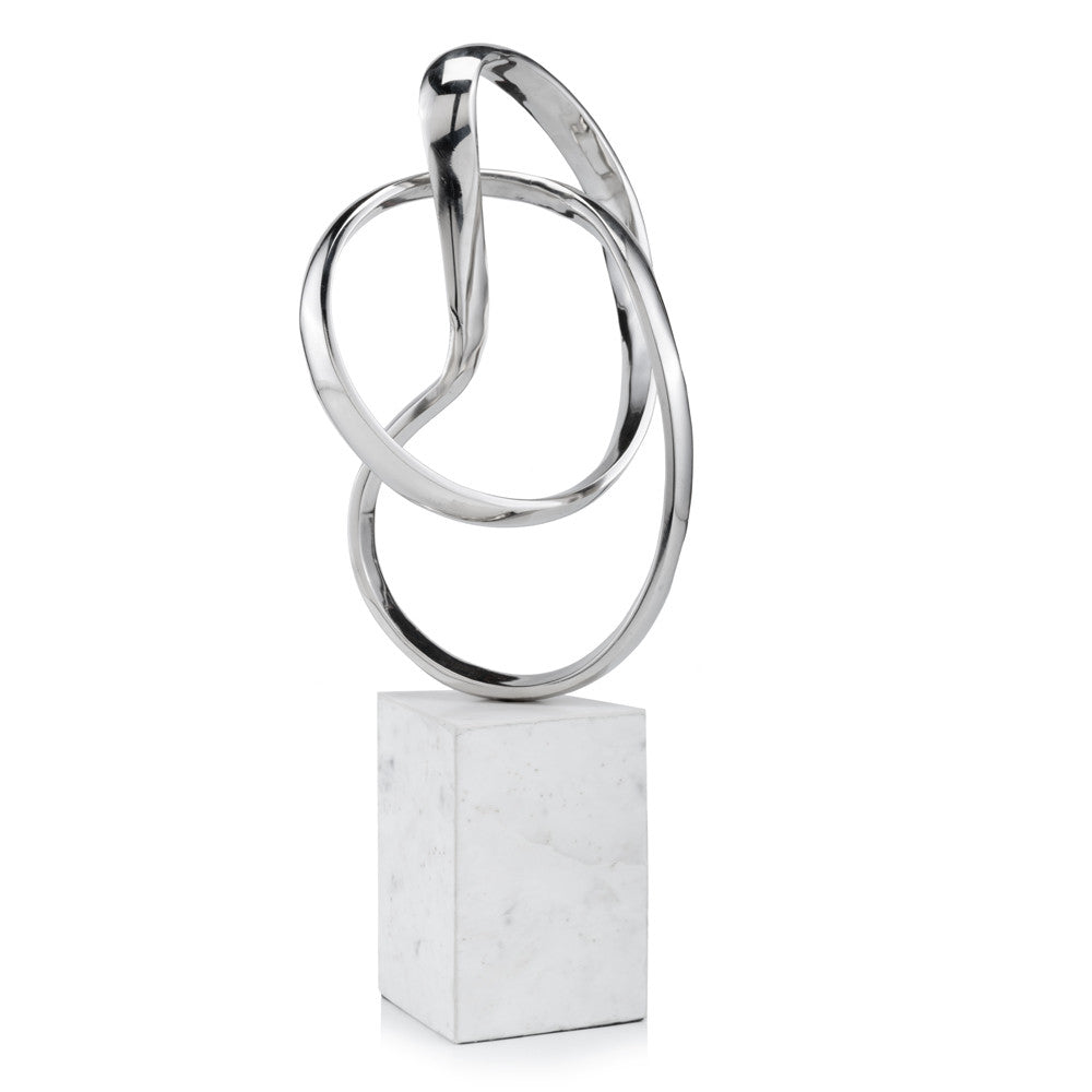 Silver & White Marble & Aluminum Sculpture