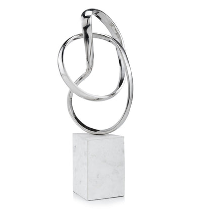 Silver & White Marble & Aluminum Sculpture