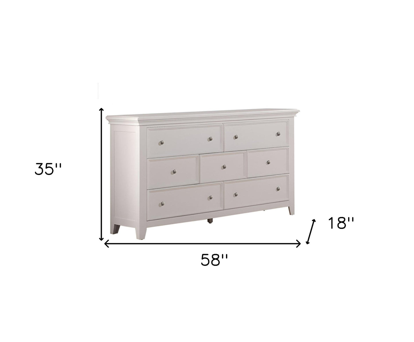 White Solid Wood Seven Drawer Triple Dresser image 4